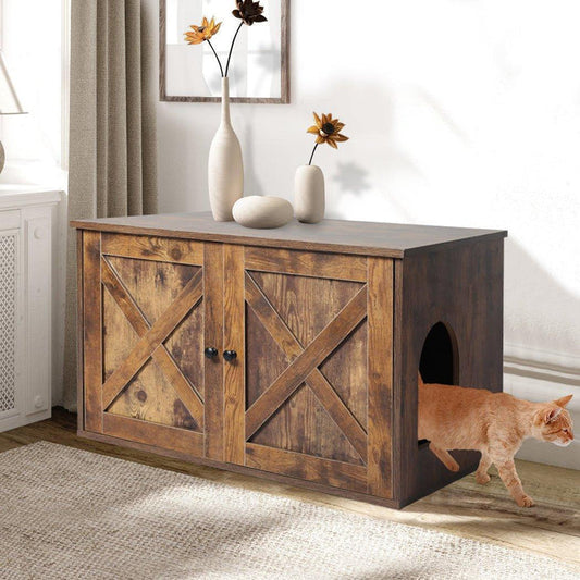 PaWz Cat Litter Cabinet Furniture - Rustic Brown
